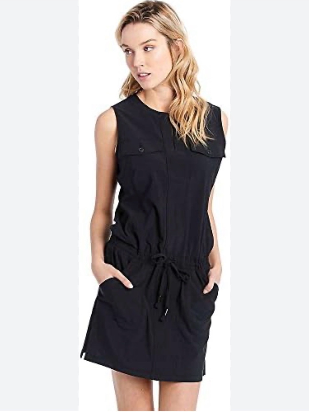 Lole Marina Black Sleeveless Drawstring Dress - Medium